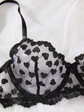 Heart Embroidery Sexy Seduction Lingerie Set HF-4218 - SWEETKAMA