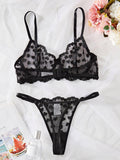 Heart Embroidery Sexy Seduction Lingerie Set HF-4218 - SWEETKAMA