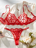 Heart Embroidery Sexy Seduction Lingerie Set HF-4218 - SWEETKAMA