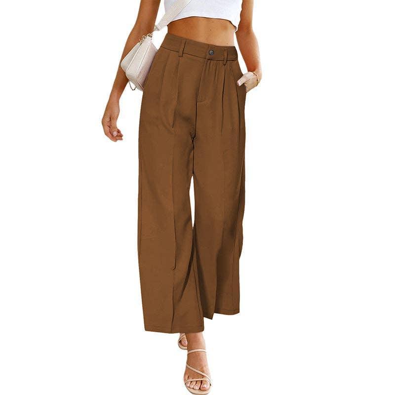 High Waist Solid Color Ladies Daily Pants LC7711481 - SWEETKAMA