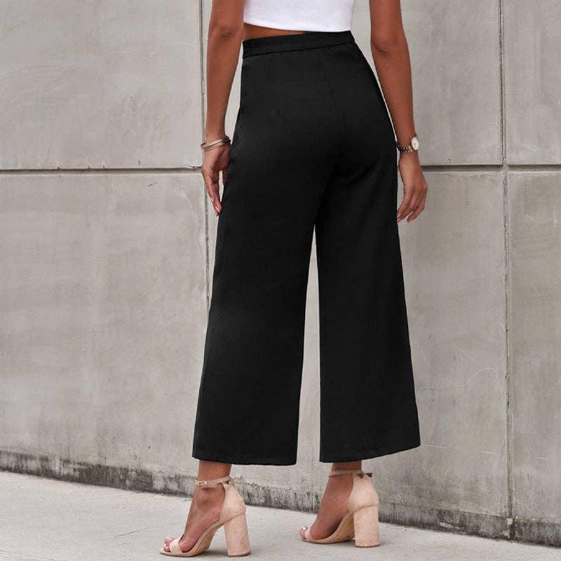 High Waist Solid Color Ladies Daily Pants LC7711481 - SWEETKAMA