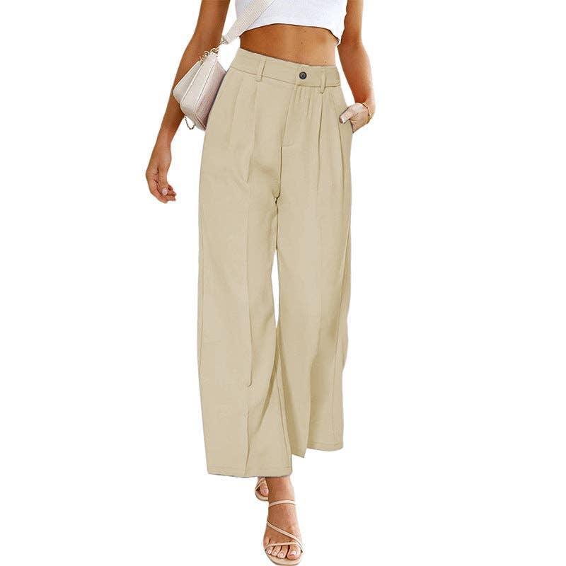 High Waist Solid Color Ladies Daily Pants LC7711481 - SWEETKAMA