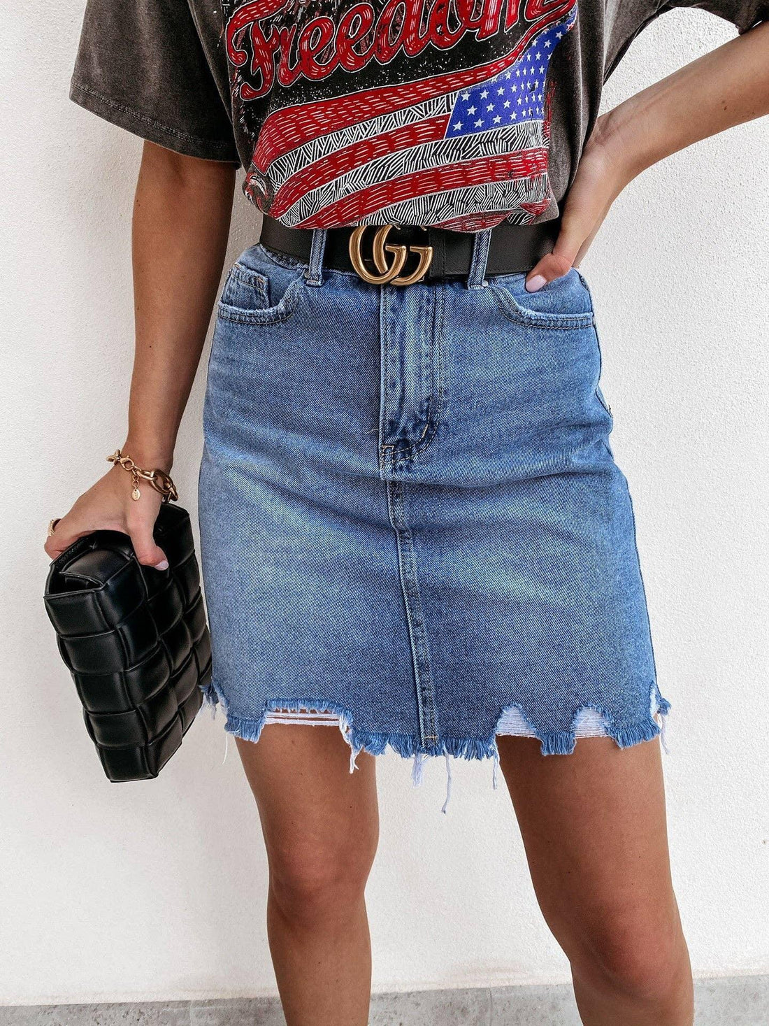 Hight Waist Slim Fit Denim Mini Skirt SKS6698 - SWEETKAMA