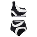 Inregular Circle Color Block 2PCS Bikini Set with Cover Y167 - SWEETKAMA