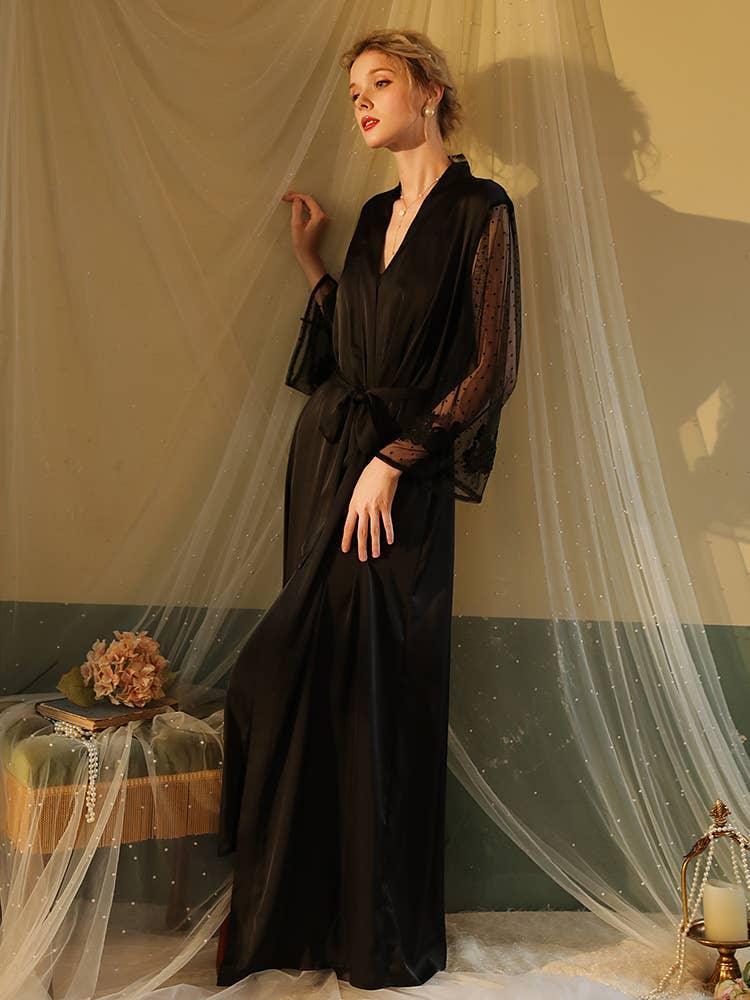 Lace Night Gown, Silk Robes,Bridal Party Robes,with Babydoll 6076 - SWEETKAMA