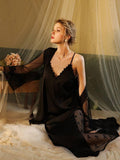 Lace Night Gown, Silk Robes,Bridal Party Robes,with Babydoll 6076 - SWEETKAMA