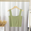 Ladie Solid Color Two Shoulder Daily Knit Crop Top 304 - SWEETKAMA