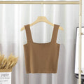 Ladie Solid Color Two Shoulder Daily Knit Crop Top 304 - SWEETKAMA