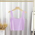 Ladie Solid Color Two Shoulder Daily Knit Crop Top 304 - SWEETKAMA