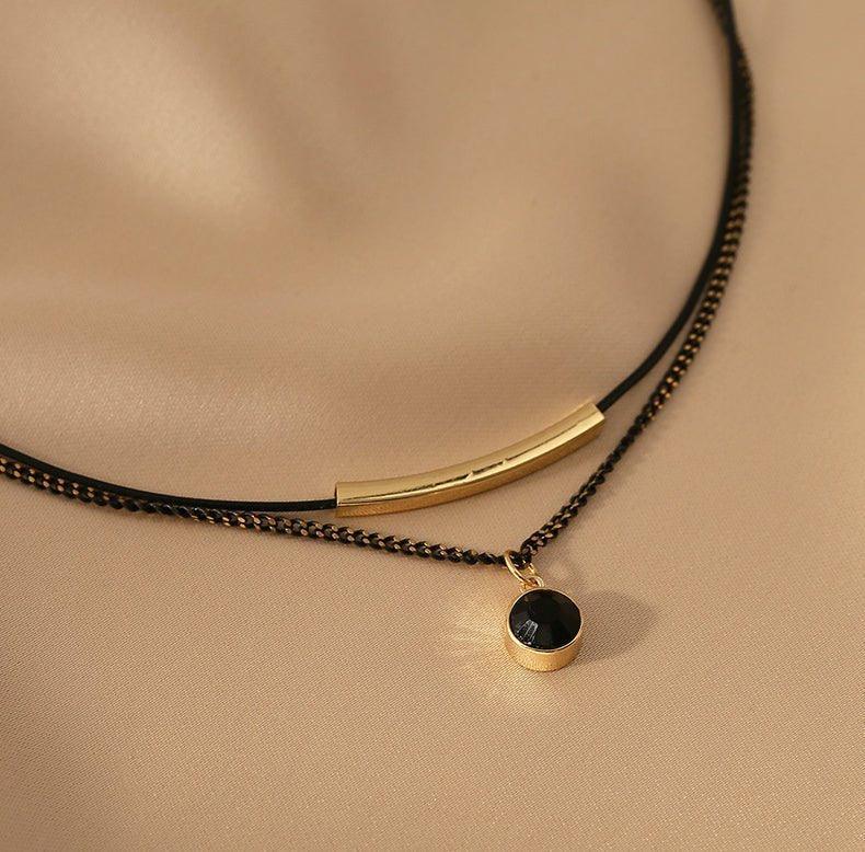 Ladies Black Circle Pendent Necklace SKAJ016 - SWEETKAMA