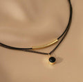 Ladies Black Circle Pendent Necklace SKAJ016 - SWEETKAMA