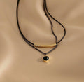 Ladies Black Circle Pendent Necklace SKAJ016 - SWEETKAMA