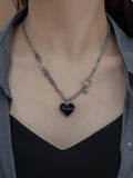 Ladies Black Forever Heart Pendent Necklace SKAJ003 - SWEETKAMA