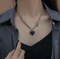 Ladies Black Forever Heart Pendent Necklace SKAJ003 - SWEETKAMA