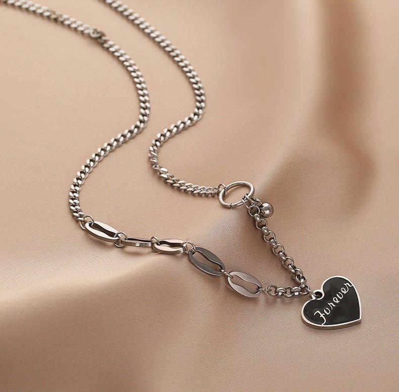 Ladies Black Forever Heart Pendent Necklace SKAJ003 - SWEETKAMA