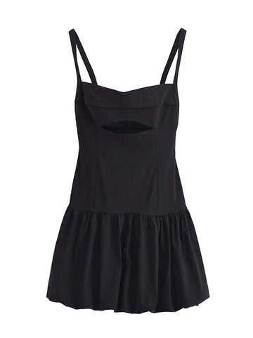 Ladies Black Strap Shoulder Mini Dress 8256 - SWEETKAMA