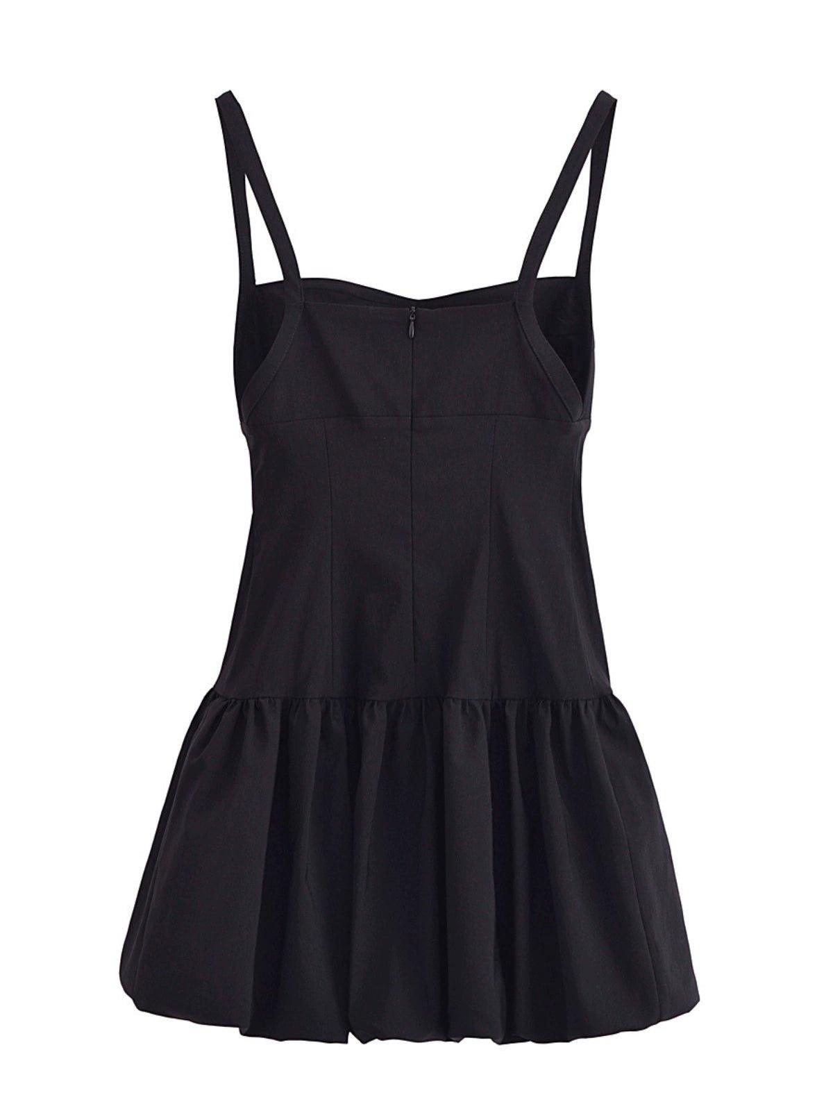 Ladies Black Strap Shoulder Mini Dress 8256 - SWEETKAMA