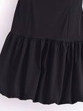 Ladies Black Strap Shoulder Mini Dress 8256 - SWEETKAMA