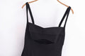 Ladies Black Strap Shoulder Mini Dress 8256 - SWEETKAMA