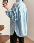 Ladies Botton-Up Pocket Denim Coat M2 - SWEETKAMA