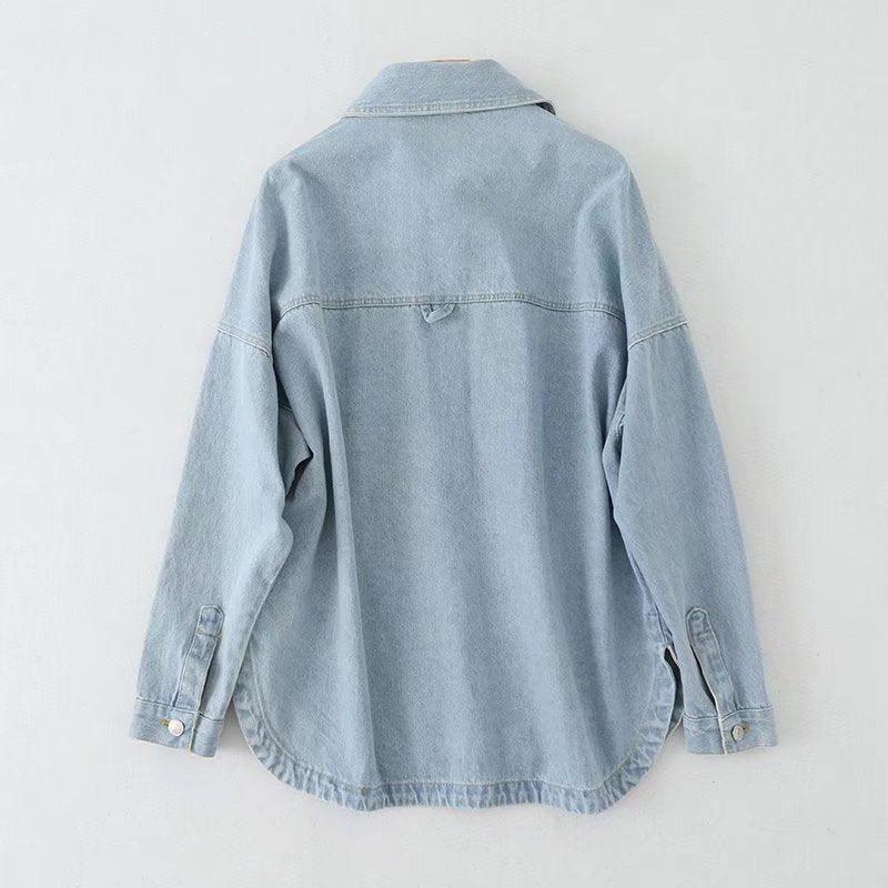 Ladies Botton-Up Pocket Denim Coat M2 - SWEETKAMA