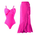 Ladies Bow One Piece Swimwear with Skirt Y209 - SWEETKAMA