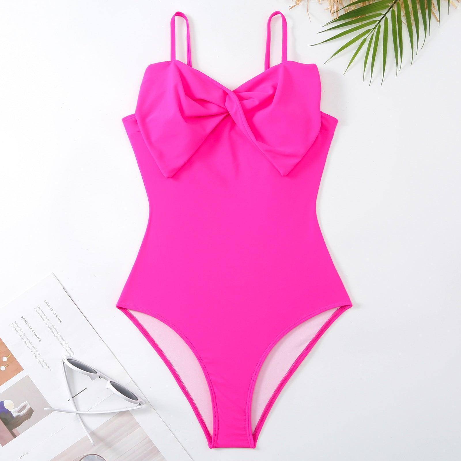 Ladies Bow One Piece Swimwear with Skirt Y209 - SWEETKAMA