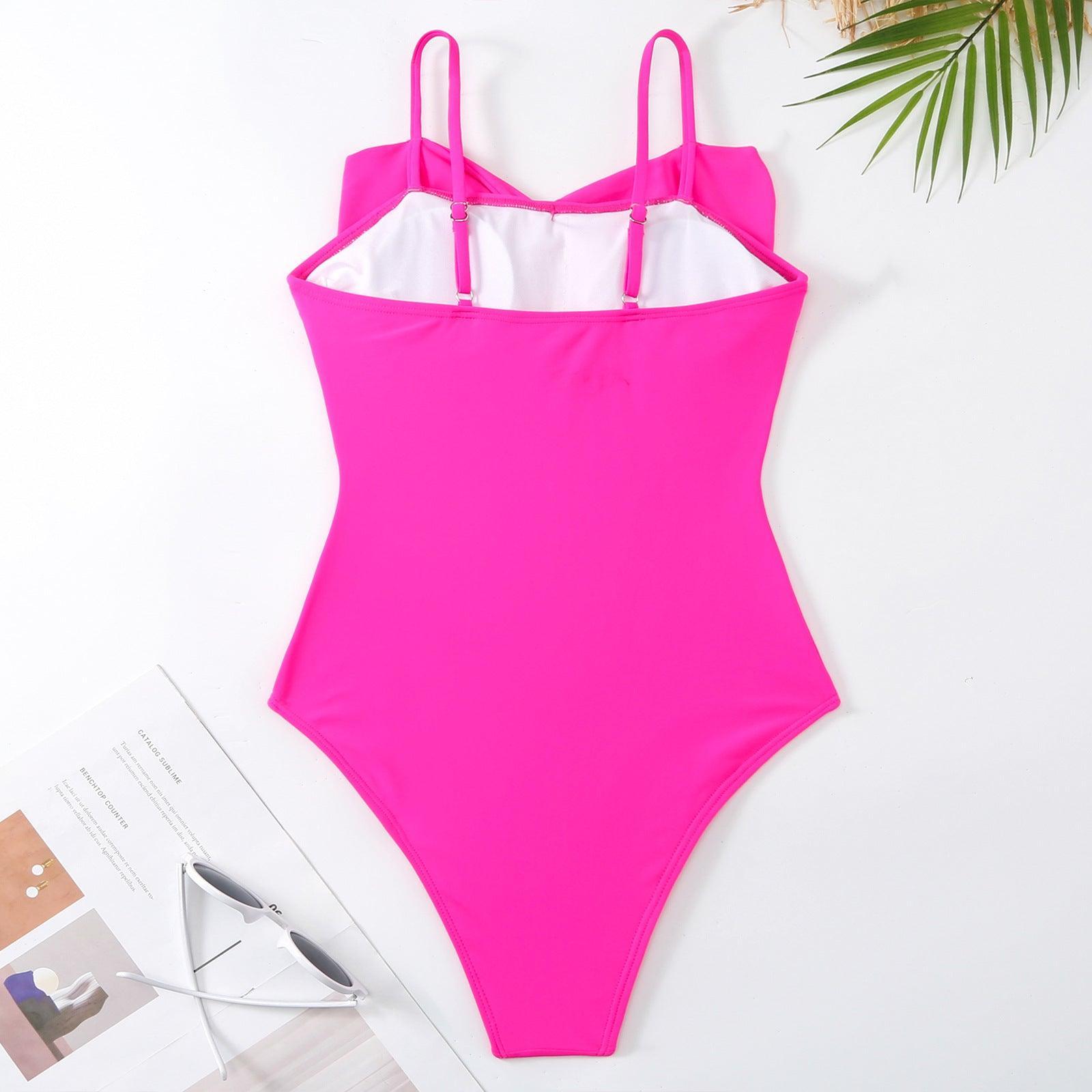 Ladies Bow One Piece Swimwear with Skirt Y209 - SWEETKAMA