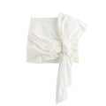 Ladies Bowknot White Zipper Mini Skirt B63096M - SWEETKAMA