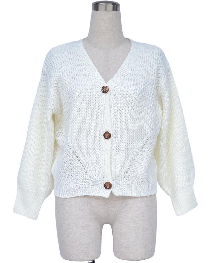 Ladies Button Front Dropped Shoulder Cardigan T4052 - SWEETKAMA