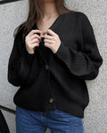 Ladies Button Front Dropped Shoulder Cardigan T4052 - SWEETKAMA