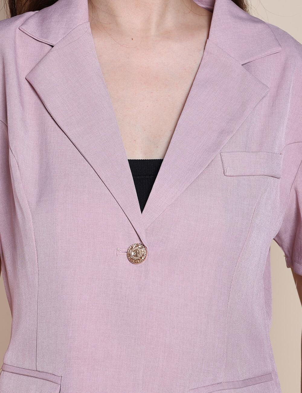 Ladies Button Lapel Neck Flap Blazer SKT495 - SWEETKAMA