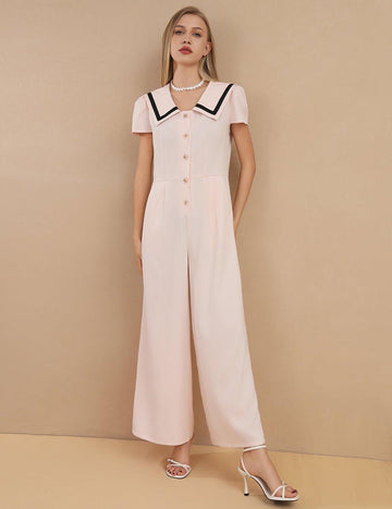 Ladies Button Sailor Collar Jumpsuit SKJ429 - SWEETKAMA