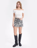 Ladies Camo Pockets Mini Denim Skirt SKS328 - SWEETKAMA