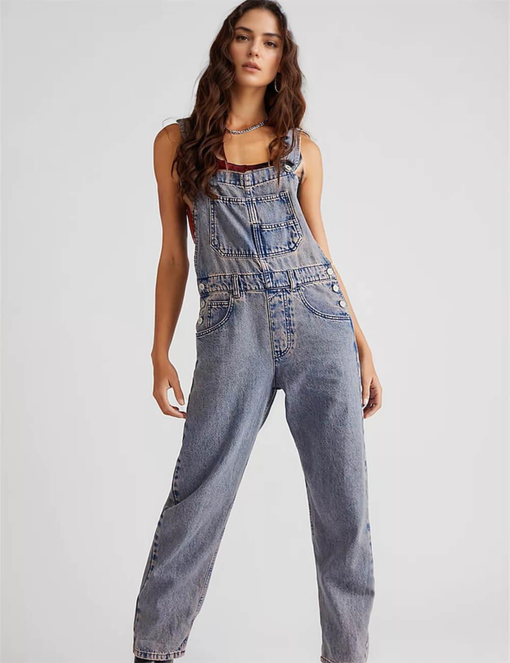 Ladies Casual Pocket Denim Overalls SKJ540 - SWEETKAMA