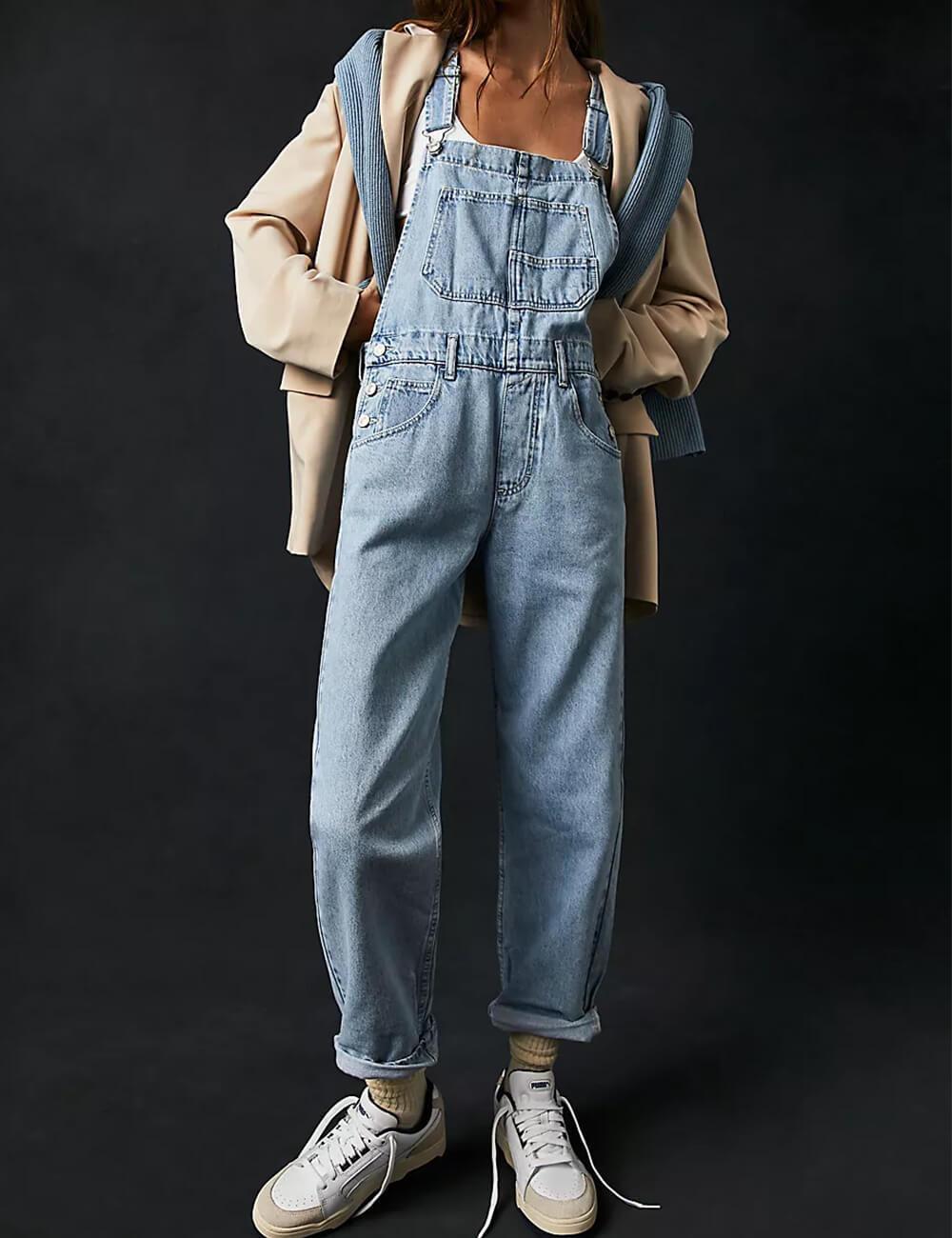 Ladies Casual Pocket Denim Overalls SKJ540 - SWEETKAMA