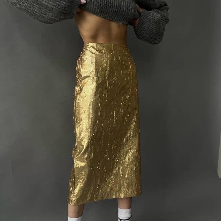 Ladies Charming Sliver/Golden Color Long Skirt BSQ10125J - SWEETKAMA