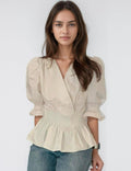 Ladies Chic Bubble Sleeves V-Neck Blouse 42233# - SWEETKAMA