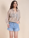 Ladies Chic Sheer Button Down Shirt SKT491 - SWEETKAMA