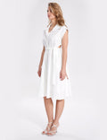 Ladies Chic Waist Cut Out White Mini Dress with Belt SKD347 - SWEETKAMA