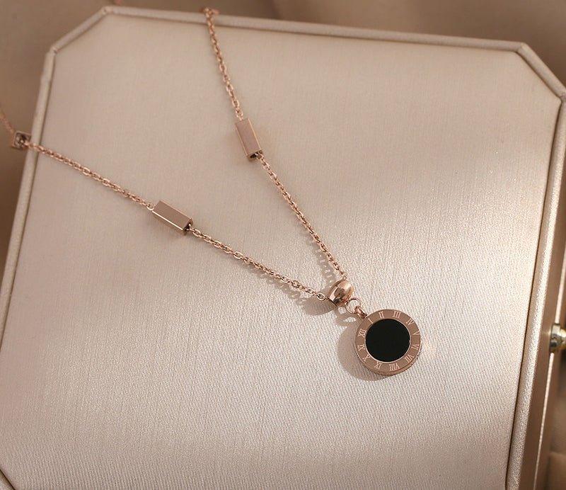 Ladies Circle Pendent Rose Gold Plated Necklace SKAJ005 - SWEETKAMA