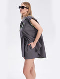 Ladies Color Block Lapel Casual Top Shorts Set SKST278 - SWEETKAMA