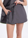 Ladies Color Block Lapel Casual Top Shorts Set SKST278 - SWEETKAMA