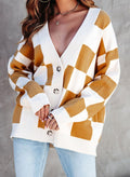 Ladies Contrast Checkered Print Cardigan JYN1017 - SWEETKAMA