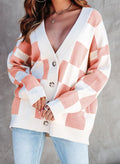 Ladies Contrast Checkered Print Cardigan JYN1017 - SWEETKAMA