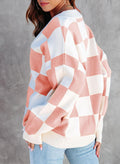 Ladies Contrast Checkered Print Cardigan JYN1017 - SWEETKAMA