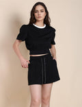 Ladies Contrast Color Crop Top and Shorts Sets SKST507 - SWEETKAMA