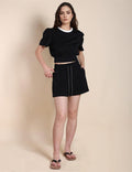 Ladies Contrast Color Crop Top and Shorts Sets SKST507 - SWEETKAMA