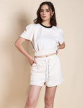 Ladies Contrast Color Crop Top and Shorts Sets SKST507 - SWEETKAMA