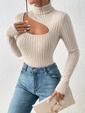 Ladies Cut Out Front Turtleneck Knit Tee G1090 - SWEETKAMA